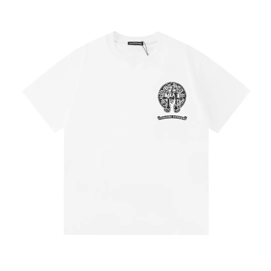 P150 Chrome Hearts 2026 official website new style cross letter logo on front and back, same style for men and women, short-sleeved T-shirt ·Customized 300g 100% double yarn pure cotton fabric ·Dyeing 32 counts double thread ·Collar label, hangtag, main mark and three labels complete Color: White Size: XS S M L